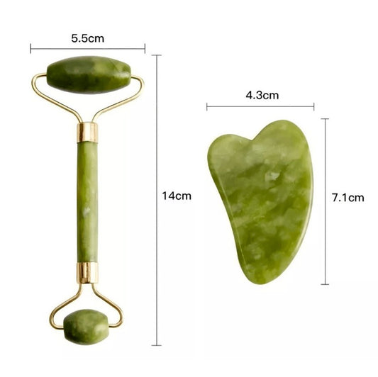 RODILLO FACIAL DE JADE + PIEDRA GUA SHA